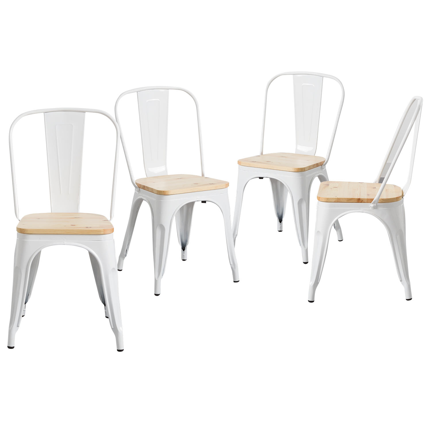 Pack 4 Sillas Industriales Strong con Asiento de Madera 45x54x85cm Thinia Home Packs de Sillas 1